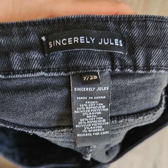 Sincerely Jules Black Distressed Frayed Denim Shorts - Picture 4 of 4